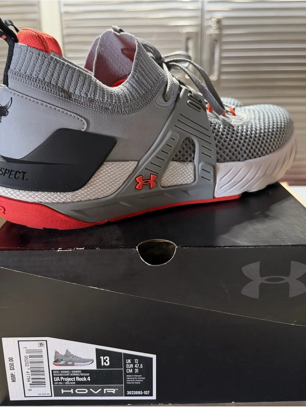 Under Armour Men’s Gray and Red Performance Knit Sneakers